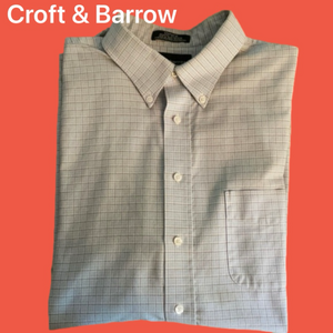 Croft & Barrow Grey Plaid XL SS Shirt Like New